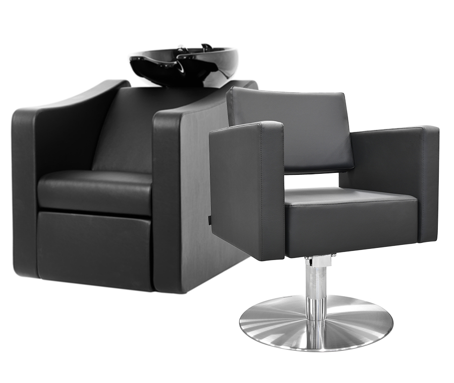 Friseurwaschbecken und Friseurstuhl